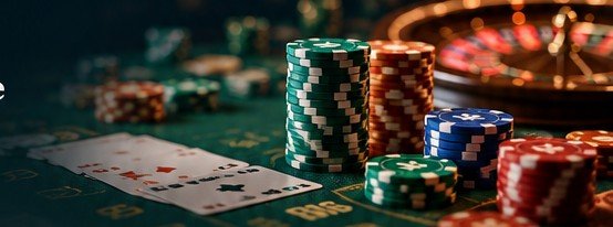 Stacks of casino chips on a table